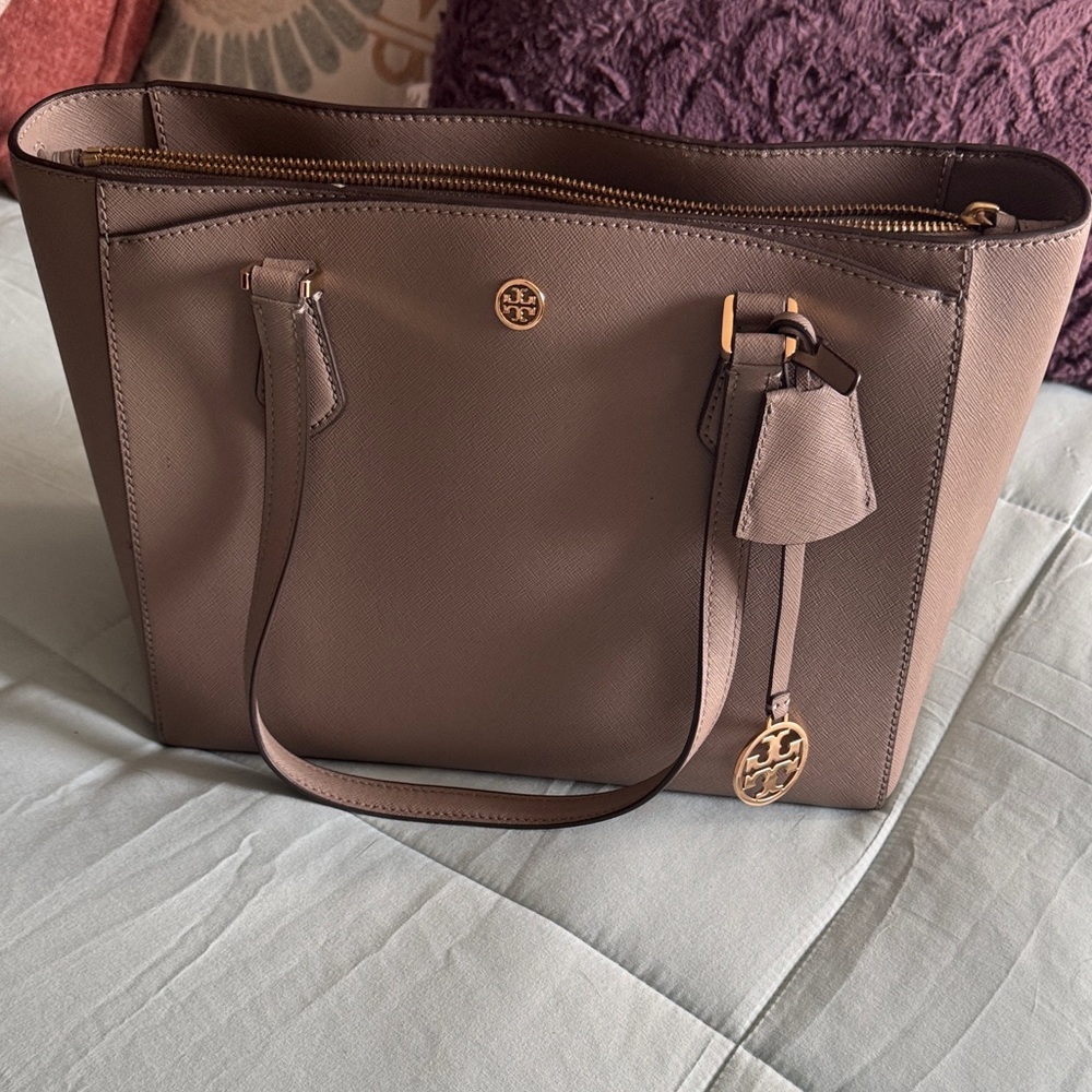 Tory Burch Taupe Leather Tote